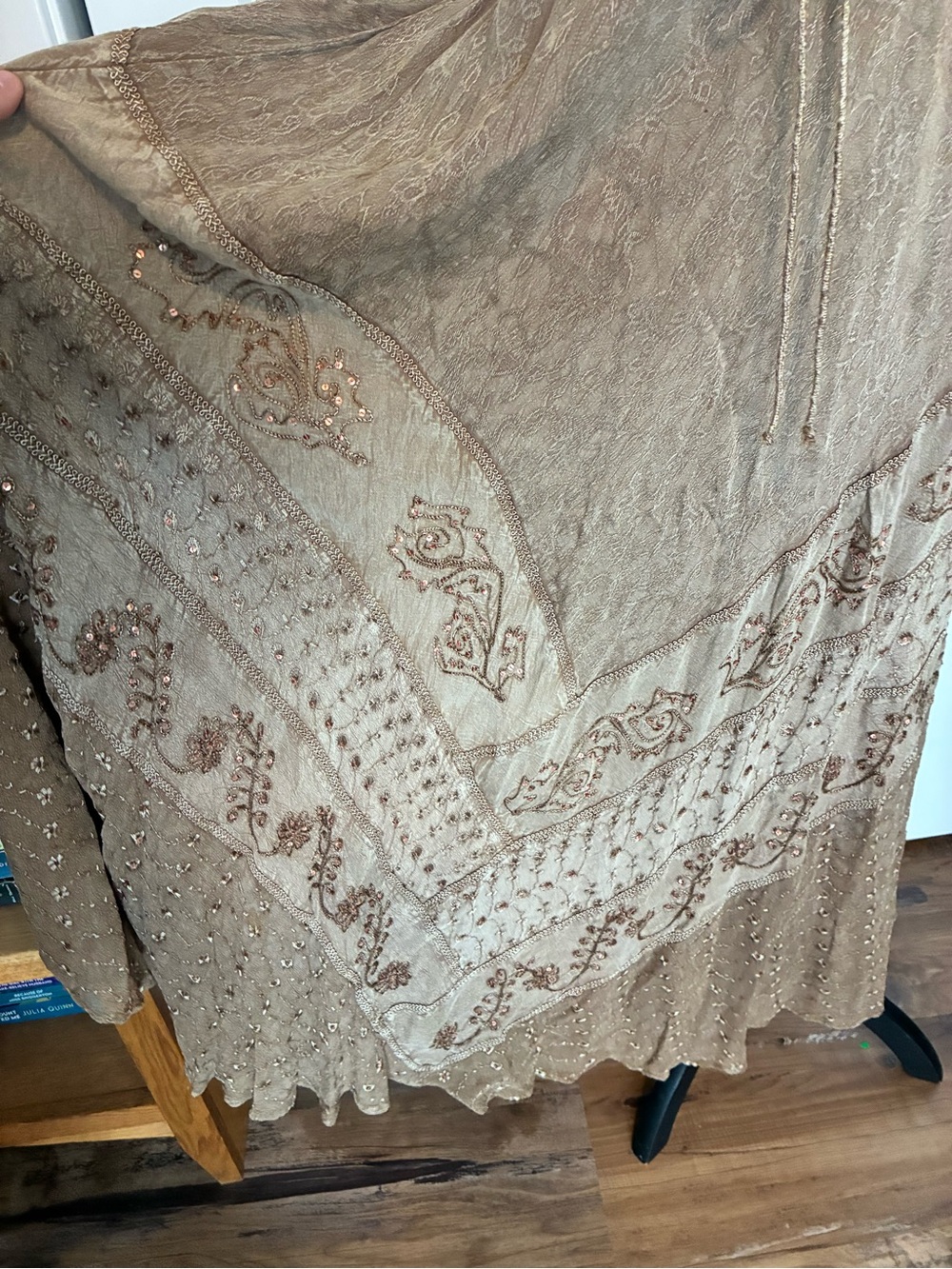 Magic M Tan Embellished Lace-Up Boho Maxi Dress Ren Faire Festival Corset - Picture 3 of 8
